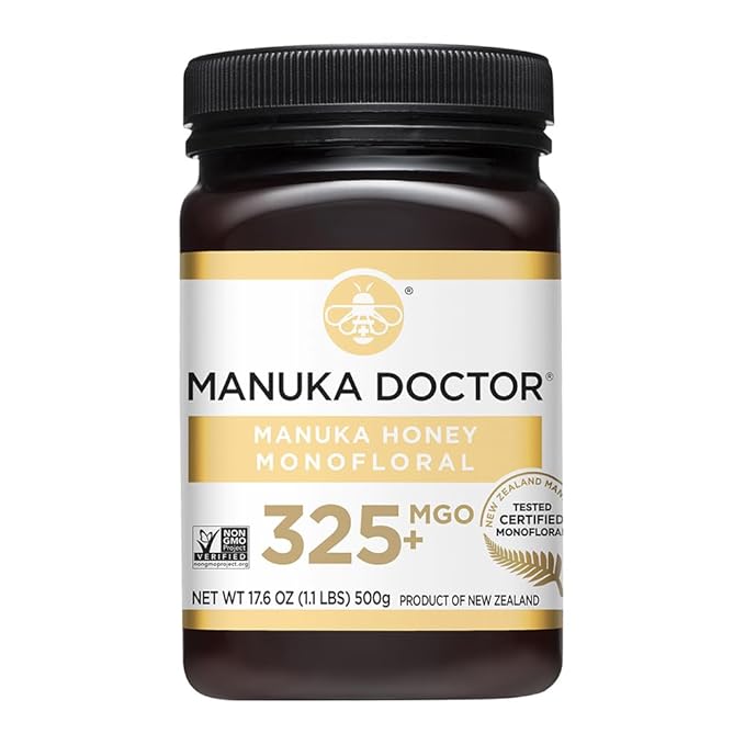 Manuka Doctor - MGO 325+ Manuka Honey Monofloral, 100% Pure New Zealand Honey. Certified. Guaranteed. Raw. Non-GMO (17.6 oz)