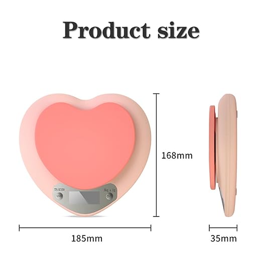 High Accuracy Digital Food Scale with Tare Function – Ideal for Kitchen, Coffee, Baking, and Food Prep – Measures in Grams and Ounces with Easy Unit Conversion (PinkHeart, 5kg)