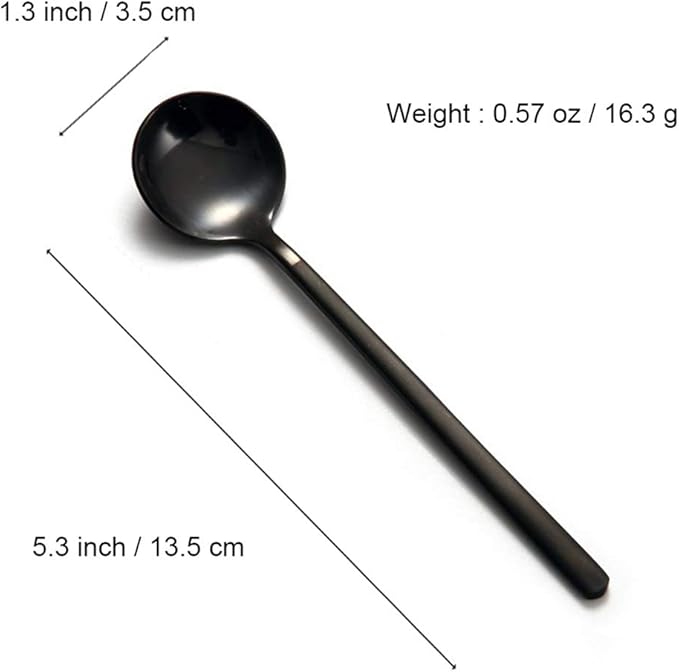 Set of 8 Mini Espresso Spoons 5.3-inch Matte Black Frosted Handle Stainless Steel Coffee Spoons for Dessert Tea Ice Cream Sugar Cake Coffee