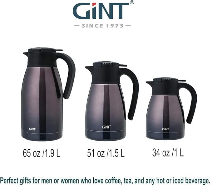 GiNT 51Oz Stainless Steel Thermal Coffee Carafe with Lid/Double Walled Vacuum Thermal Carafe / 12 Hour Heat Retention (Purple, 1.5L)