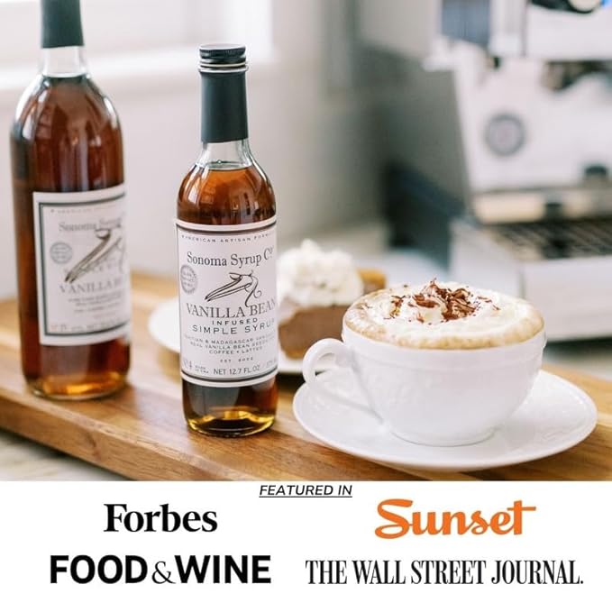 Sonoma Syrup Co. Vanilla Bean Infused Simple Syrup 25.4 fl oz | for Coffee, Tea, and Baking | Hand Crafted in the USA