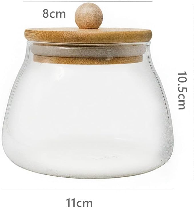 Glass Jar with Airtight Bamboo Lid Coffee Bean Jar Container Storage for Kitchen Storage Candy Bottle (G-S-2set)
