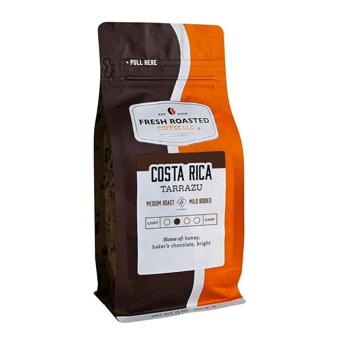 Fresh Roasted Coffee, Costa Rican Tarrazu, 12 oz, Medium Roast, Kosher, Ground