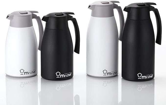 SINCE 1997 MR.CHEF 51Oz Thermal Coffee Carafe, Insulated Stainless Steel for Keeping Hot/Double Walled Vacuum (White, 1.5L)