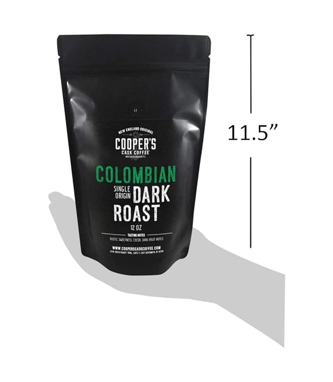 Dark Roast Colombian Coffee Single Origin Whole Bean 12oz