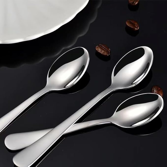 Wesdxc56 Demitasse Espresso Spoons, Mini Coffee Spoon, 5.5 Inches Stainless Steel Small Spoons for Dessert, Set of 6(Silver)