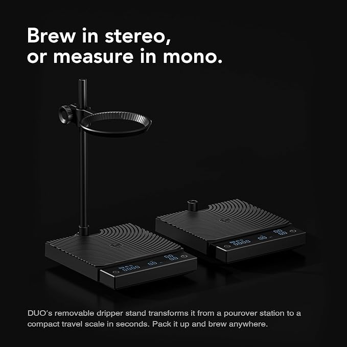 TIMEMORE Coffee Scale Black Mirror Duo (New) with Adjustable Dripper Mount/High-Precision Load Cell/Dual-Readout Display/Real-Time Flow Rate,Espresso Digital Coffee Scale for Pour Over Drip Coffee.