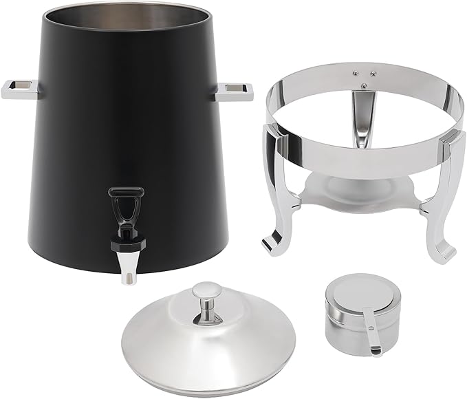 Stainless Steel Beverage Dispensers, Drink Dispenser with Fuel Holder & Base & Stainless Steel Faucet 3.4Gal Hot Beverage Dispenser, Commercial Coffee Urn for Hotels, Canteens(Silver, Black)