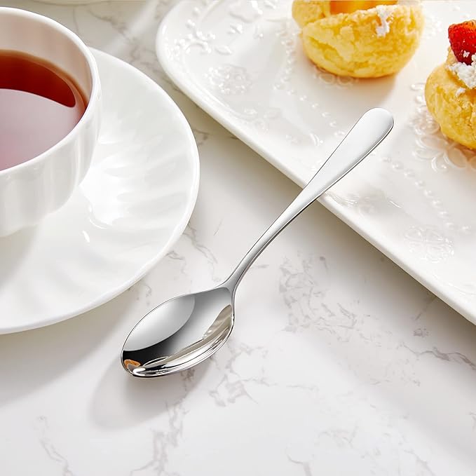 KEAWELL Premium Louise Spoons Set, Set of 4, 18/10 Stainless Steel, Exceptional mirror finish, Dishwasher Safe (5.6" Small Spoon)