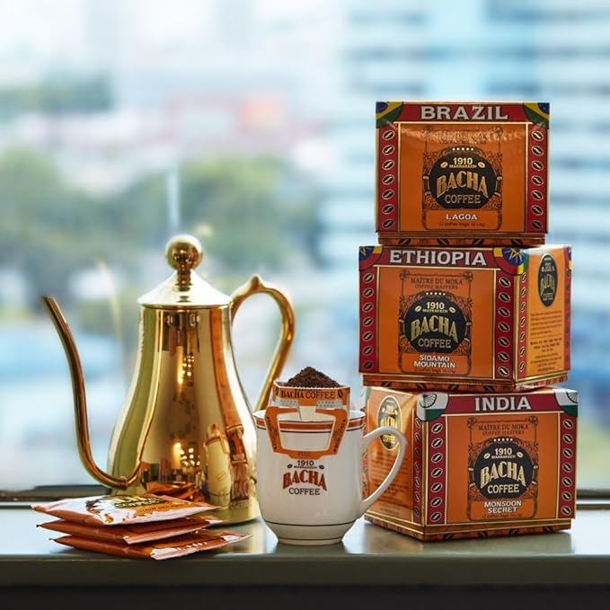 Bacha Coffee | Magic Istanbul Fine Flavoured, 100% Arabica Specialty Coffee Beans, Medium Roast, x12 Individually Wrapped Single Serve Filter Bags