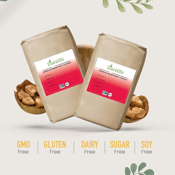Durelife Monk Fruit Sweetener, Classic - Sugar Substitute, Keto Diet Friendly, 1:1 Zero Calorie, White Sugar Substitute, Classic White - 55 lb Bulk Bag