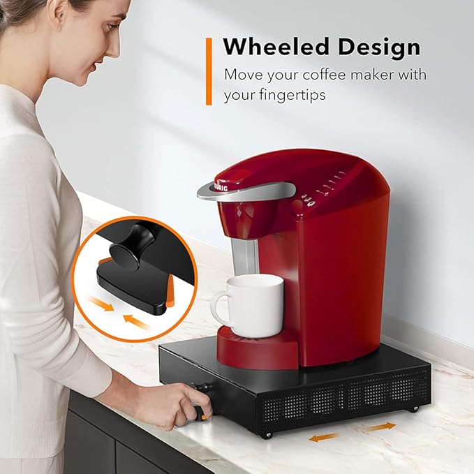 SICHEER K Cup Organization Storage Drawer Maker K Cup Holder Sliding Tray Pull out Coffee Pod Organizer Rolling Stand Countertop Maker Stand Rack Capsules Compatible with Keurig Accessories