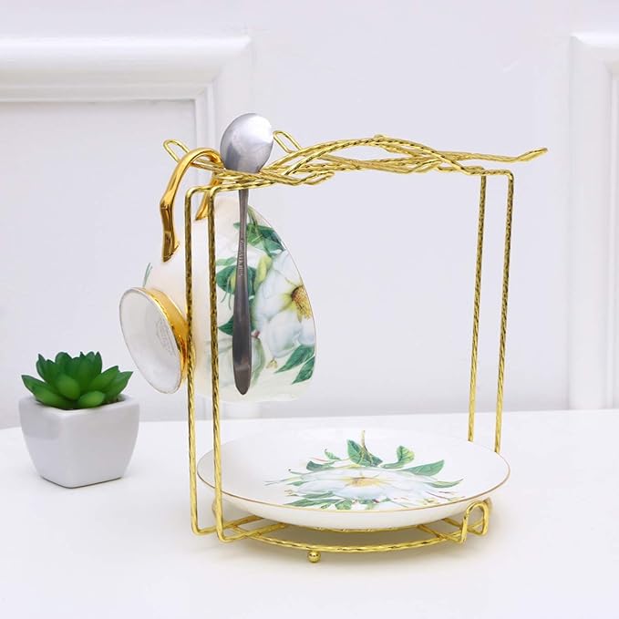 Coffee Mug Display Shelf Mug Rack Holder Rack Tea Cup Display Basket Drain Tree Stand Tea Cups Plate Stand Cup Hanging Coffee Holder Dishes