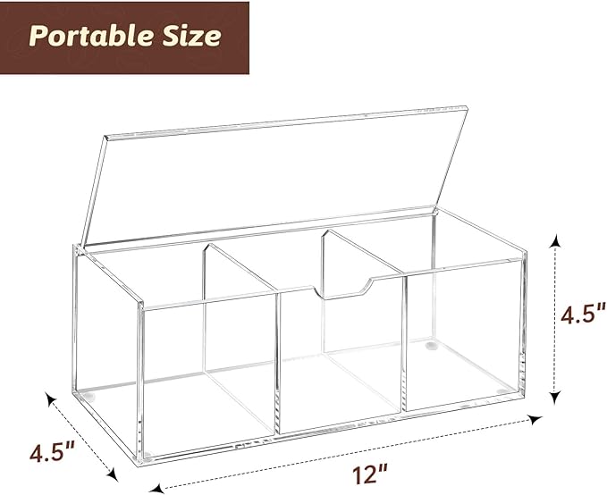 BEYGORM Acrylic Coffee Pod Holder with Lid for 24 Kcup, Clear Coffee Capsule Storage Organizer,3 Compartments Coffee Bar Station Organizer Compatible with Coffee Pod, Coffee Creamer
