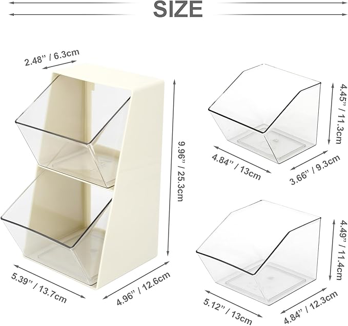 Bokelai Coffee Pod Holder with 2 Large Capacity Basket K Cup Storage Container Coffee Bar Accessories for Creamer Suger Plastic Desk Box Tea Bag Organizer Creamy White/Clear