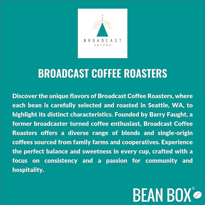 Bean Box Seattle Coffee Sampler, 2-Pack - Roasted by Broadcast Roasters, Gourmet Arabica Coffee, Variety Pack - Whole Bean