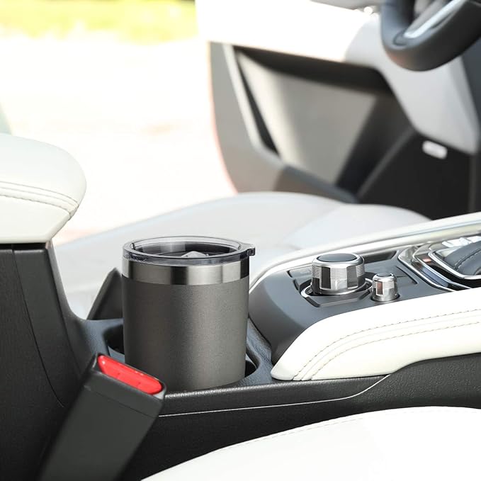 COMOOO 20oz Double Wall Vacuum Insulated Travel Mug, Stainless Steel Tumbler with Lid and Straw Durable Powder Coated Insulated Coffee Cup for Cold & Hot Drinks (Grey. 2 pack