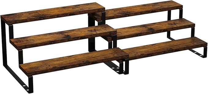 AUTARRONE Wooden Display Risers, 3-Tier Perfume Stand & Expandable Spice Rack Organizer, Cupcake Stand Holder & Display Shelf for Liquor, Figure & Dolls Collection (3-Tier, 2 Pack)