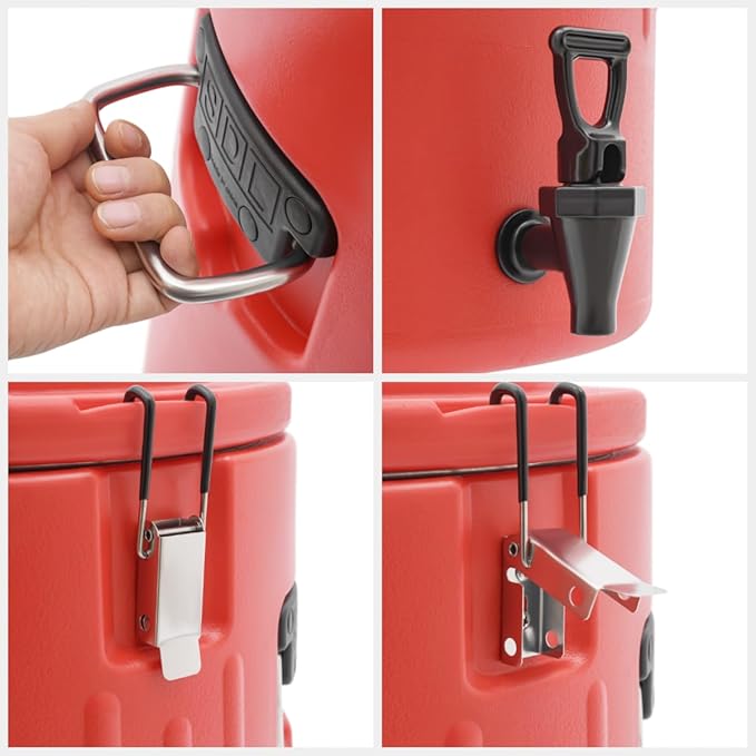 Insulated Beverage Dispenser - 7.5Gal Stainless Steel Hot and Cold Beverage Server with Spigot Handle, Commercial Thermal Container for Water Coffee Drink Catering Restaurant