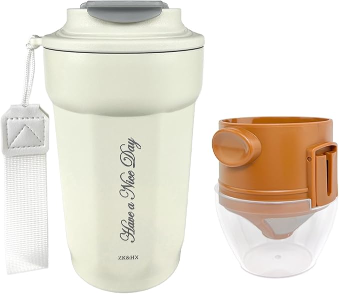 ZK&HX LIFE Pour Over Coffee Maker,Travel Coffee Mug,Insulated Coffee Mug,Camping Coffee Makers,Tea Infuser Mug for Loose Leaf Tea,Travel & On the GO