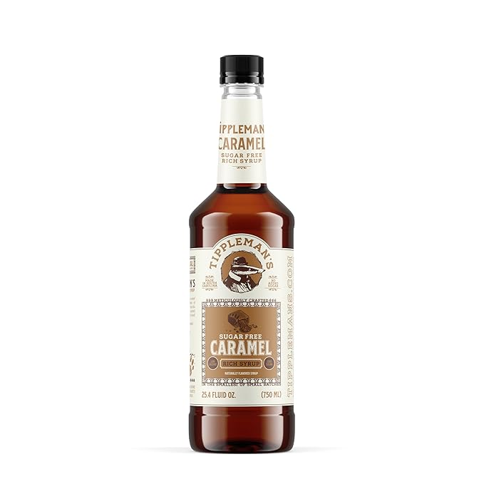 Tippleman's Sugar Free Caramel Coffee Syrup, Zero-Sugar, Great for Drinks, Lattes & Espressos – 750ml Bottle Fits Pump