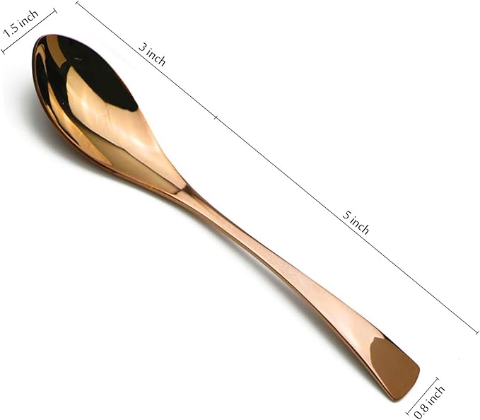 8 Inches 18/10 Stainless Steel Dessert Spoon, Mirror Finished Rose Gold, Set of 6