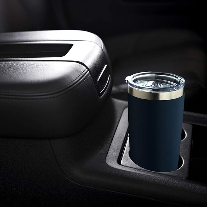 COMOOO 20oz Stainless Steel Navy Tumbler Bulk with Lid and Straw Insulated Coffee Tumbler Cup Double Wall Vacuum Travel Mug for Cold Drinks and Hot Beverage (Navy, 4 Pack)