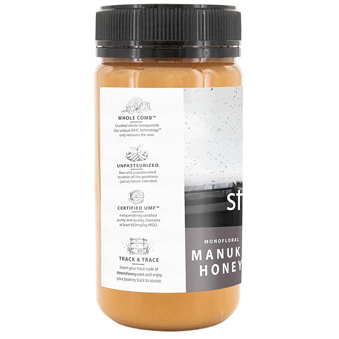 Steens Manuka Honey - MGO 830+ - Pure & Raw 100% Certified UMF 20+ Manuka Honey - Bottled and Sealed in New Zealand - 17.6 Ounce (Pack of 1) New Version