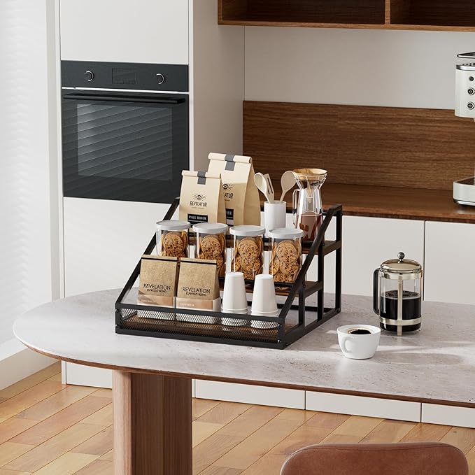 B4Life 3-Tier Liquor Bottle Display Shelf for Whiskey and Spirits - Retro Bar Shelves