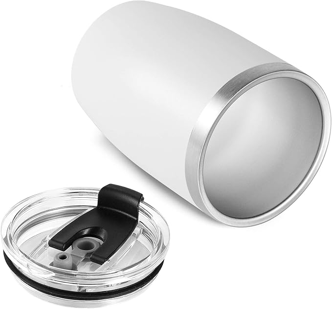 VEGOND Stainless Steel 12 oz Tumblers bulk Vacuum Insulated Double Wall Travel Tumbler with Lid and Straw Reusable Tumbler, White 1 Pack