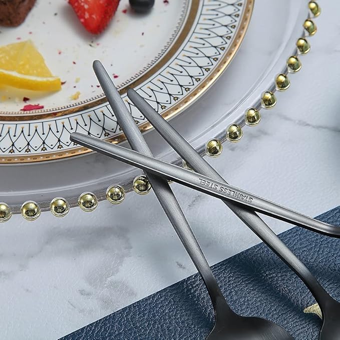 Matt Black 6 Piece Teaspoons, 6.6'' Silverware, Stainless Steel Small Spoons for Home, Kitchen or Restaurant, Dishwasher Safe