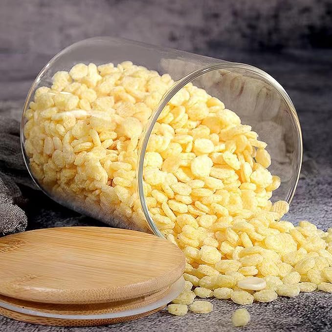 2pcs Glass Storage Canister with Airtight Lid Kitchen Clear Flour Sugar Storage Jar Large Glass Containers with Bamboo Lids Suitable for Coffee Beans Biscuits Pasta and Cereals