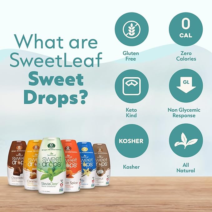 SweetLeaf Sweet Drops - Flavored Stevia Liquid Sweetener, Stevia Extract, Zero Calories, Gluten Free, Keto Friendly, Non GMO, Natural Flavor, Sugar Alternative - Pumpkin Spice, 1.7 Fl Oz (Pack of 3)
