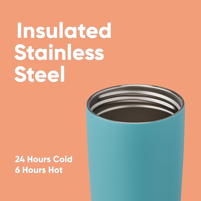 Owala SmoothSip Slider Insulated Stainless Steel Coffee Tumbler, Reusable Iced Coffee Cup, Hot Coffee Travel Mug, BPA Free 20 oz, Grey/Blue (Beachy Breeze) (Pack of 8)