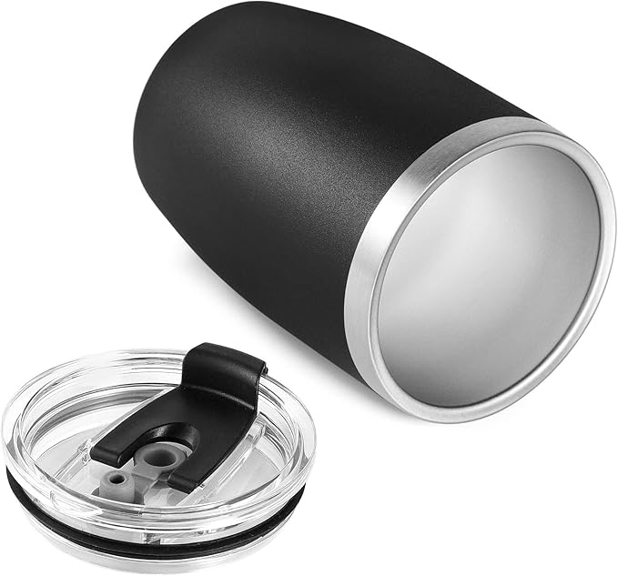 VEGOND Stainless Steel 12 oz Tumblers bulk Vacuum Insulated Double Wall Travel Tumbler with Lid and Straw Reusable Tumbler, Black 6 pack