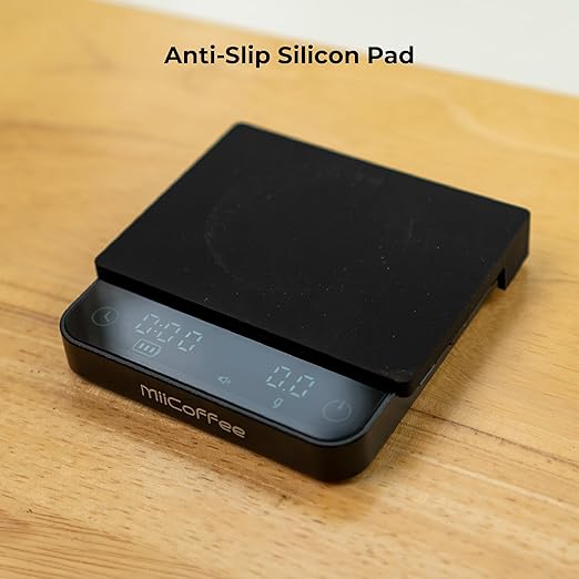 MiiCoffee Minipress Coffee Scale, Auto Timer for Espresso and Pour-Over Coffee, Aluminum Body & Glass Top