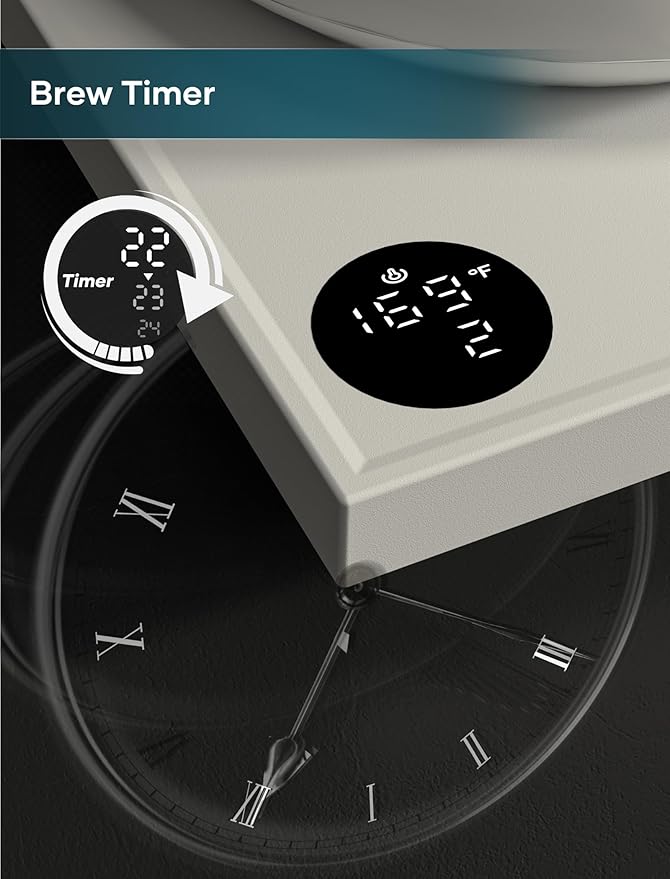 Electric Kettle, Gooseneck Electric Kettle, ±1℉ Precise Temperature Control, Stainless Steel Interior, Quick Heating for Pour Over Coffee, Tea & Boiling Water, 0.9L (Cream White)