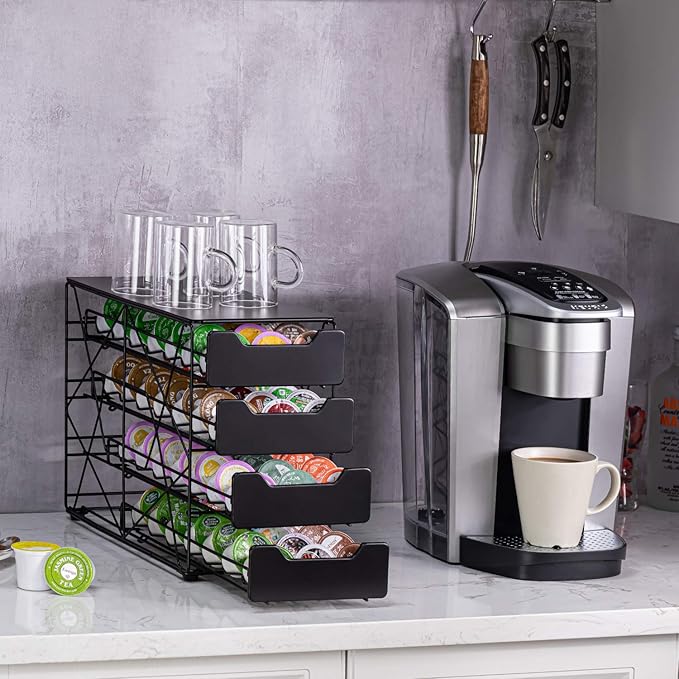 Rice rat k cup Holders for Counter Small for Keurig k-cup Holder for mr Coffee for Tea (84 pods-4 tiers)