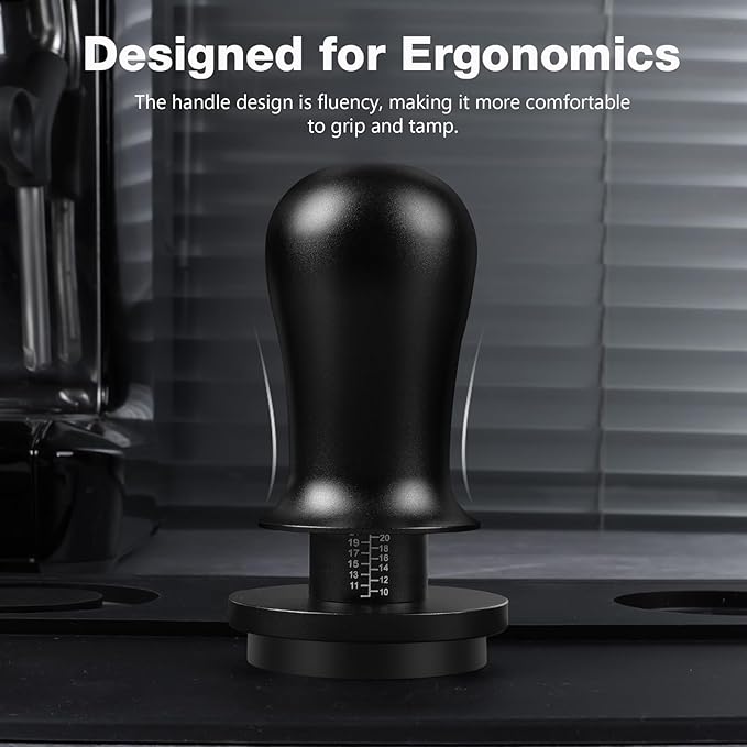 PUSEE 51mm Espresso Coffee Tamper with Double Spring Calibrated, Handle Tamper 30lbs Pressure with Titanium Coating Stainless Steel Ripple for Barista Espresso Machine Accessories 51mm Tamper, Black