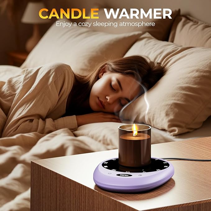 MEION Coffee Mug Warmer for Desk, Coffee Cup Warmer, 4 Temp Settings & 1-12H Timer, Coffee Warmer with Auto Shut Off Smart Gravity Sensor, Beverage & Candle Warmer Coffee Gifts Accessories (Lavender)