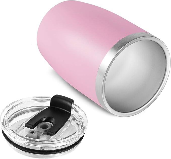 VEGOND Stainless Steel 12 oz Tumblers bulk Vacuum Insulated Double Wall Travel Tumbler with Lid and Straw Reusable Tumbler, Pink 6 pack