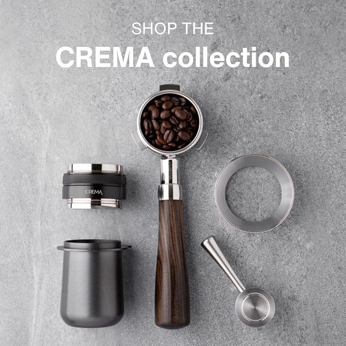 CREMA Coffee Products 54mm Hand Tamper & Coffee Distributor | Compatible with Breville Portafilters | Double-Sided, Adjustable Depth Tool | Made with Durable 304 Stainless Steel | White