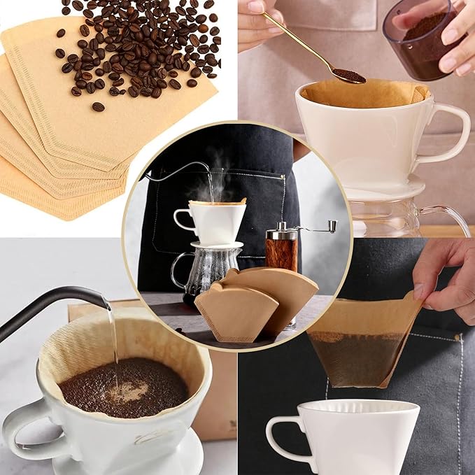 100 Count Coffee Filter #2, Coffee Filters 2-6 Cups Cone Unbleached Disposable Coffee Filters 02 Cone Paper Fits for Ninja, Drip and Pour Over Coffee Maker