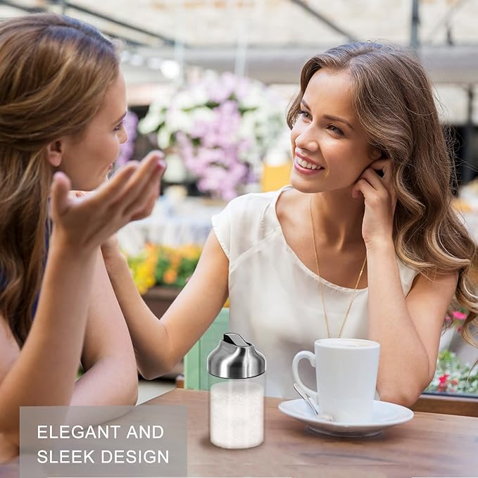 Aelga Glass Sugar Dispenser with Pour Spout, Weighted Pourer, Coffee Bar Accessories for Coffee, Tea and Baking