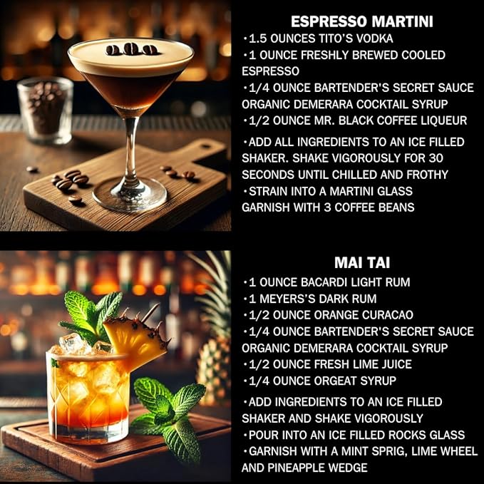 Bartender’s Secret Sauce USDA Organic Demerara Syrup – 16oz Bottle – Handcrafted, Gluten-Free Cocktail Syrup – Makes 64 Drinks – Great for Old Fashioneds, Tiki & Coffee Drinks