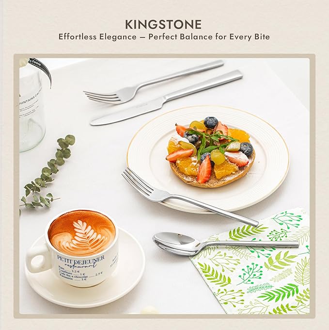 KINGSTONE Dinner Spoon Set, 12-Piece Tablespoons Silverware Spoons, Premium Food Grade Stainless Steel Spoons, Mirror Finish & Dishwasher Safe, Use for Kitchen, Home, Wedding, Party