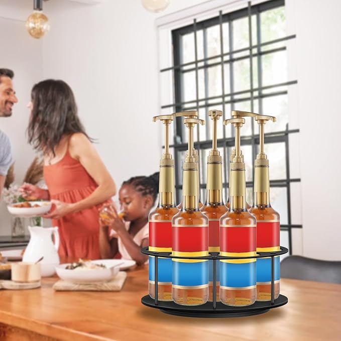 OYEFLY Large Rotating Coffee Syrup Organizer (Black)