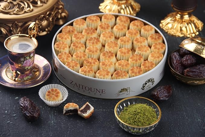 Zaitoune Maamoul Date Cookies - 18 oz – Authentic Middle Eastern Sweets | Arabic Cookies with Dates – Premium Dessert Gifts in Elegant Tin