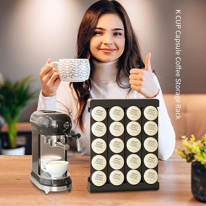 SAVORI Coffee Pod Storage Wall-Mounted Holder Organizer Compatible with 20 Keurig K-Cup Pods (Black)