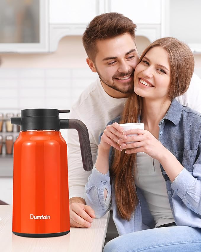 Carafes for Hot Liquids 70 oz - 12 Hour Stainless Steel Thermal Coffee Carafe-Insulated Coffee Carafes For Keeping Hot/Cold Coffee, Tea, Water, Drink Dispenser for Parties(Orange)